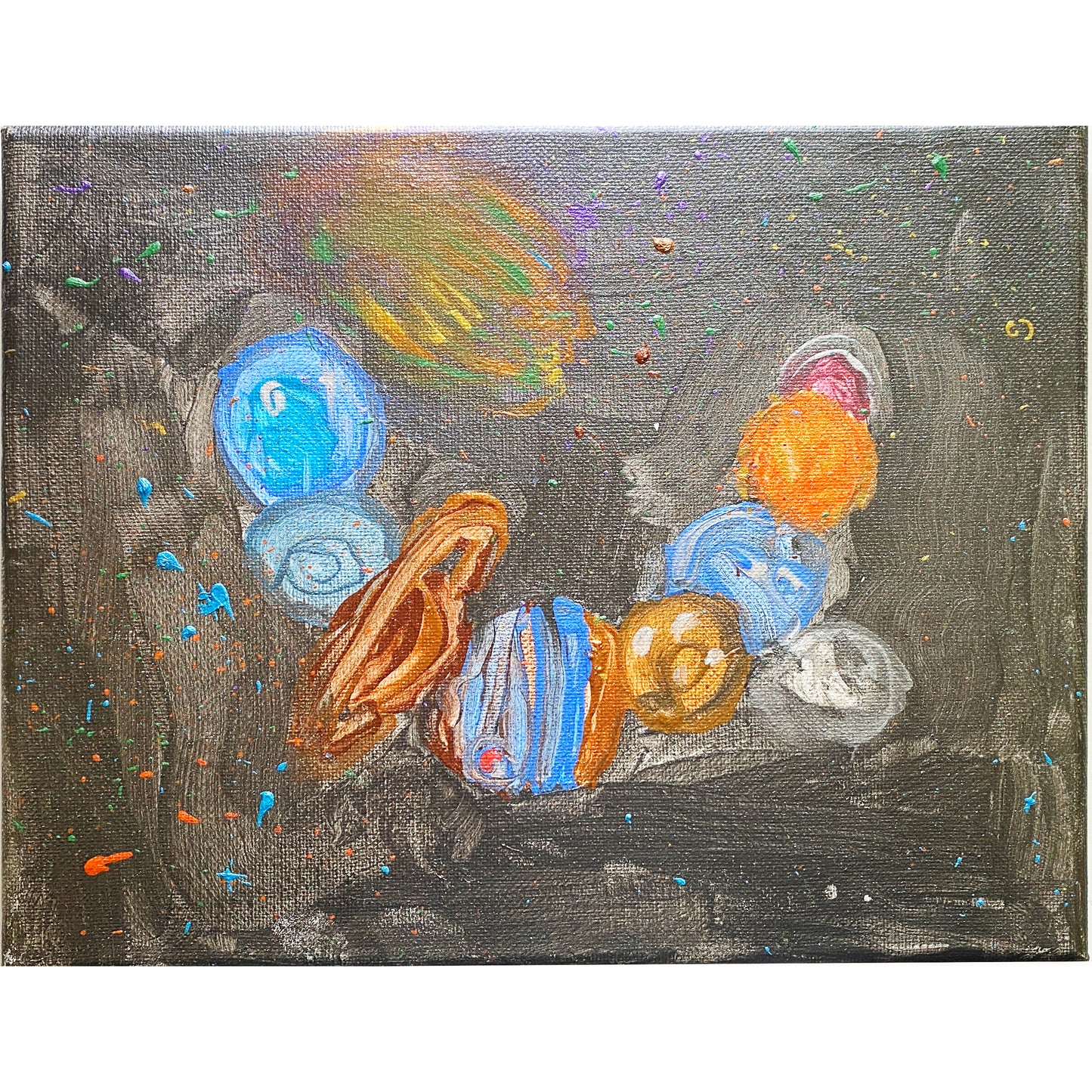 Acrylic Painting on Stretched Canvas Original Fine Art 10-inch x 8-inch Solar System by Jeffrey Kohler-Crowe and Lukas Miller