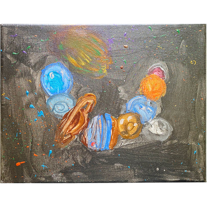Acrylic Painting on Stretched Canvas Original Fine Art 10-inch x 8-inch Solar System by Jeffrey Kohler-Crowe and Lukas Miller