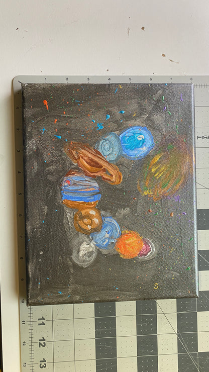 Acrylic Painting on Stretched Canvas Original Fine Art 10-inch x 8-inch Solar System by Jeffrey Kohler-Crowe and Lukas Miller