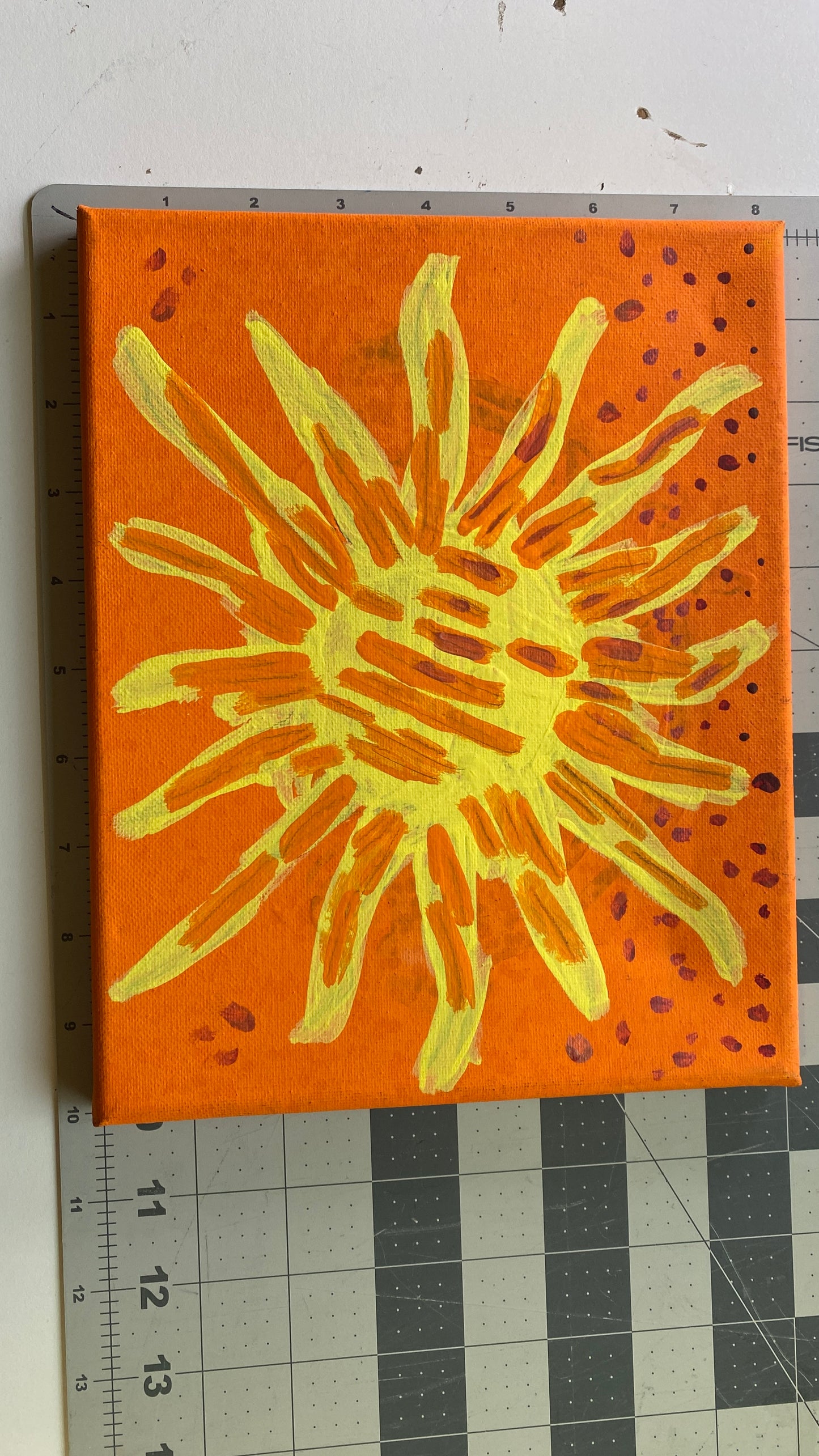 Acrylic Painting on Stretched Canvas Original Fine Art 10-inch x 8-inch Sun by Cord Watson