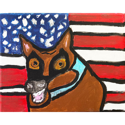 Acrylic Painting on Stretched Canvas Original Fine Art 11-inch x 8-inch Dog by Jonathon DeCosta