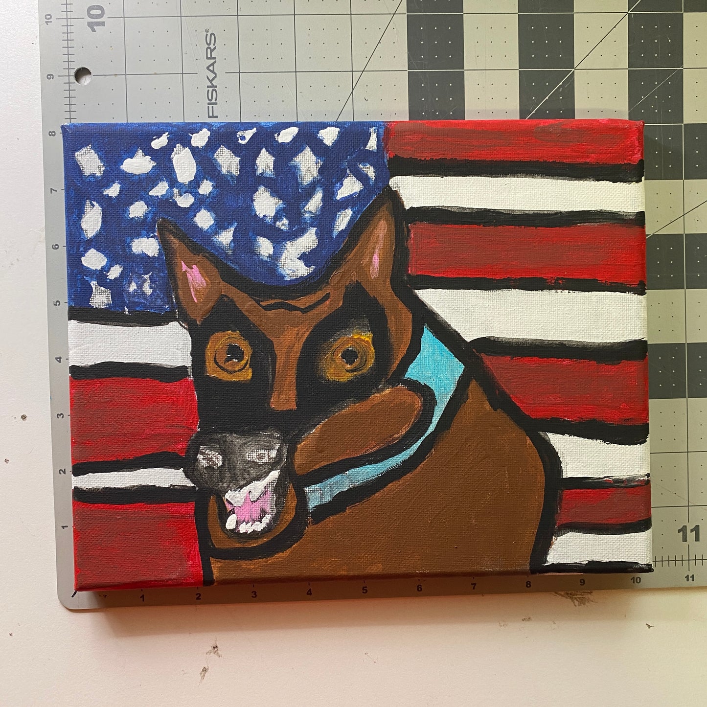 Acrylic Painting on Stretched Canvas Original Fine Art 11-inch x 8-inch Dog by Jonathon DeCosta