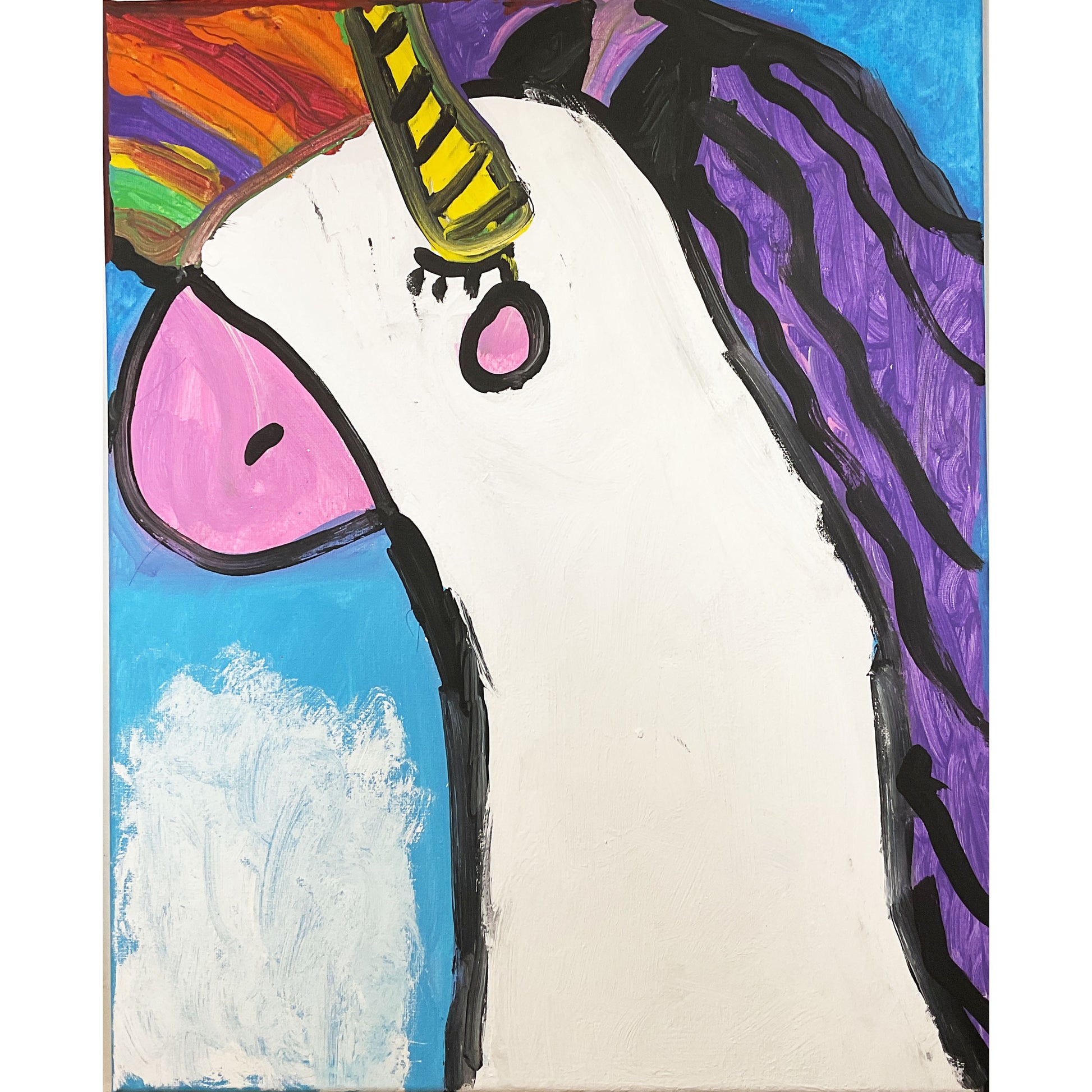 WATCH Resources Art Guild - Acrylic Painting on Stretched Canvas Original Fine Art 20-inch x 16-inch Unicorn by Emily Knoles 4540