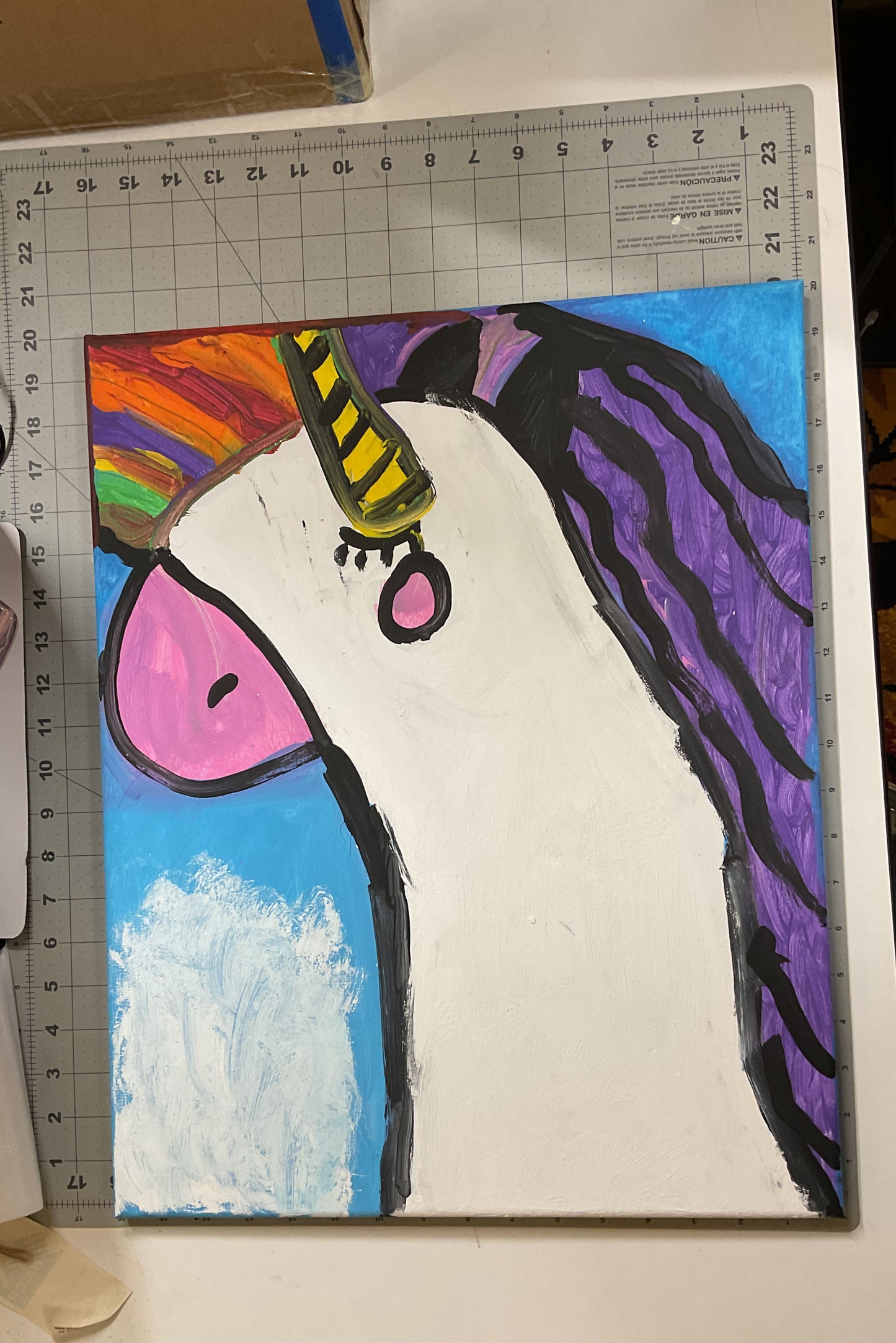 WATCH Resources Art Guild - Acrylic Painting on Stretched Canvas Original Fine Art 20-inch x 16-inch Unicorn by Emily Knoles 4540