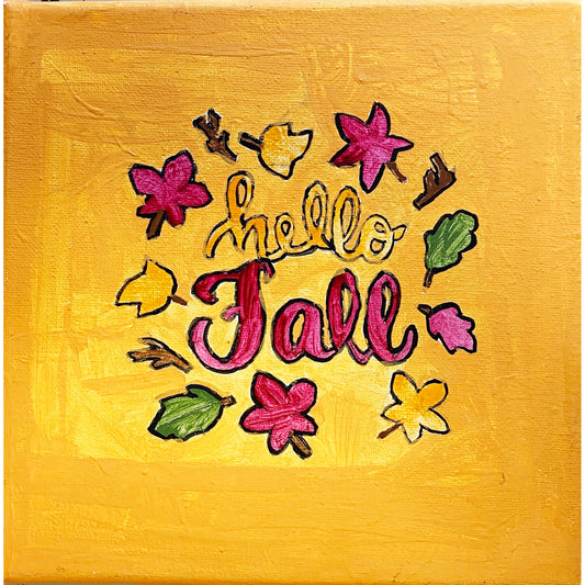 Acrylic Painting on Stretched Canvas Original Fine Art 8-inch x 8-inch Hello Fall by Kourtney Alcantara