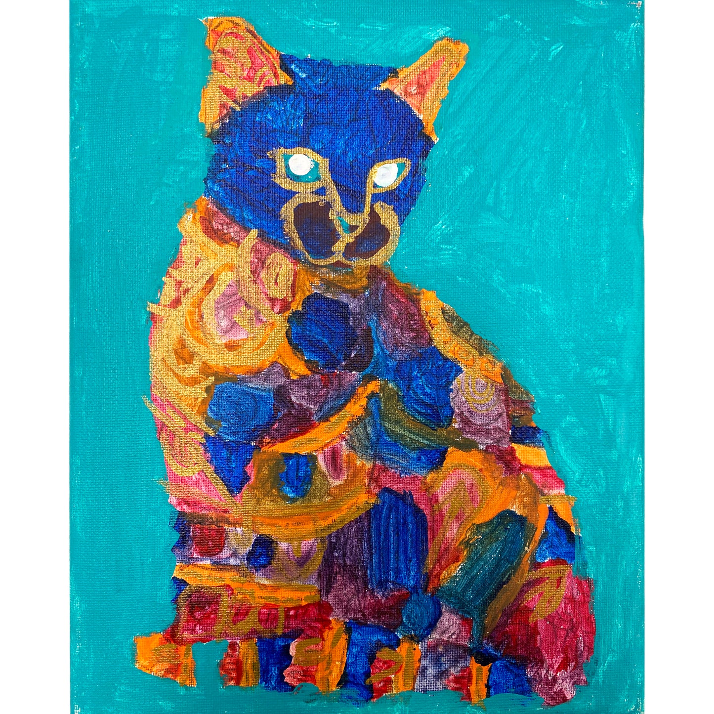 Acrylic Paint on Stretched Canvas, 10 x 8 Original Fine Art, Cat made by Karissa Archer