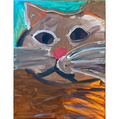 Acrylic Paint on Stretched Canvas, 16 x 12 Original Fine Art, Cat made by Emily Knoles
