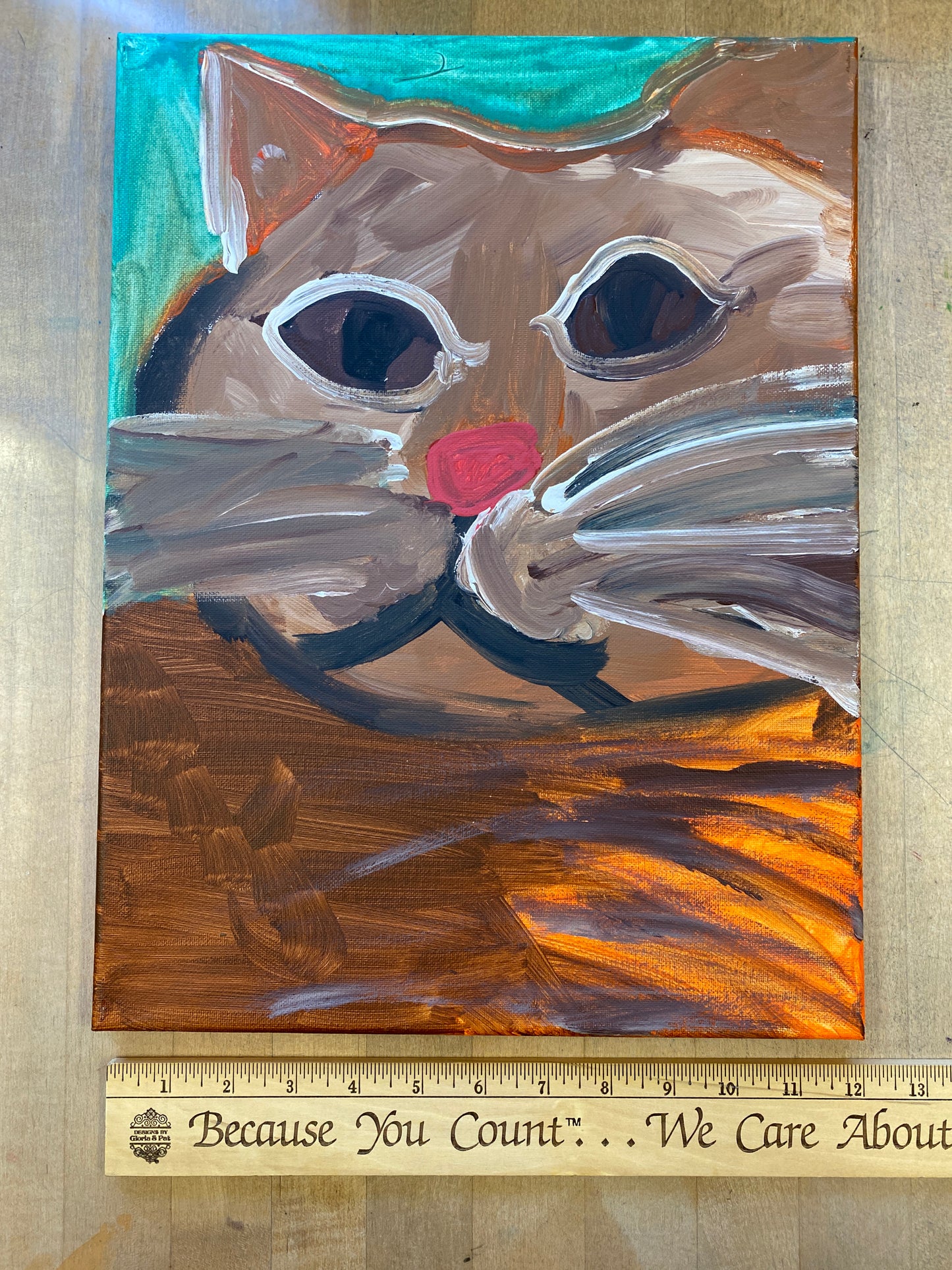 Acrylic Paint on Stretched Canvas, 16 x 12 Original Fine Art, Cat made by Emily Knoles