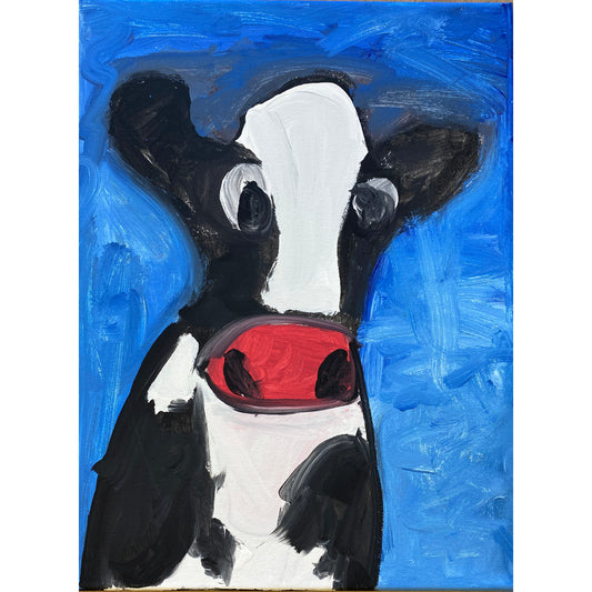 Acrylic Paint on Stretched Canvas, 16 x 12 Original Fine Art, Cow made by Emily Knoles