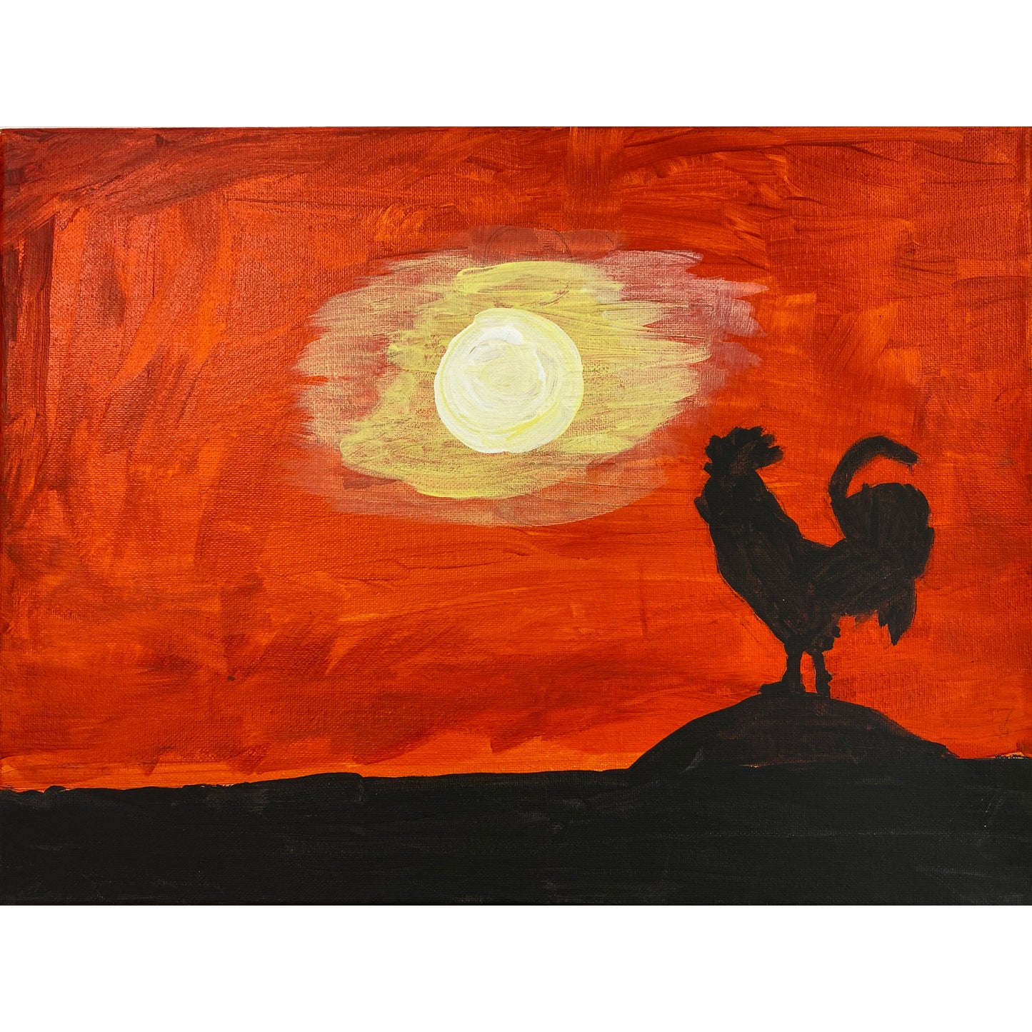 Acrylic Paint on Stretched Canvas, 16 x 12 Original Fine Art, Rooster made by Jennifer Evje