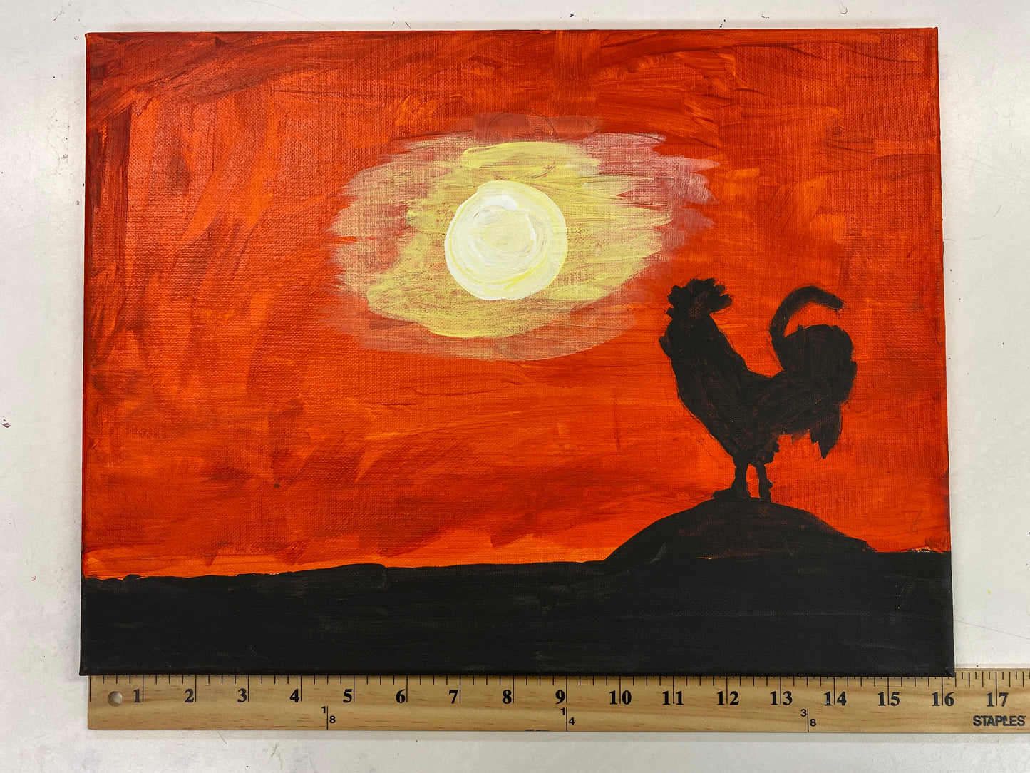 Acrylic Paint on Stretched Canvas, 16 x 12 Original Fine Art, Rooster made by Jennifer Evje