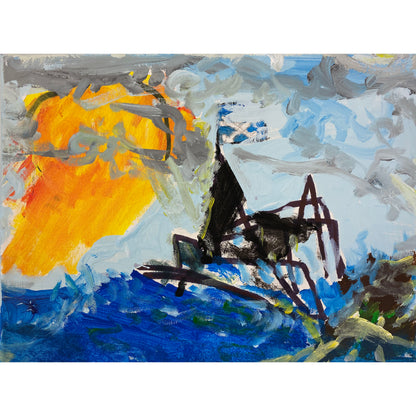 Acrylic Paint on Stretched Canvas, 16 x 12 Original Fine Art, Ship made by Jeffrey Kohler-Crowe