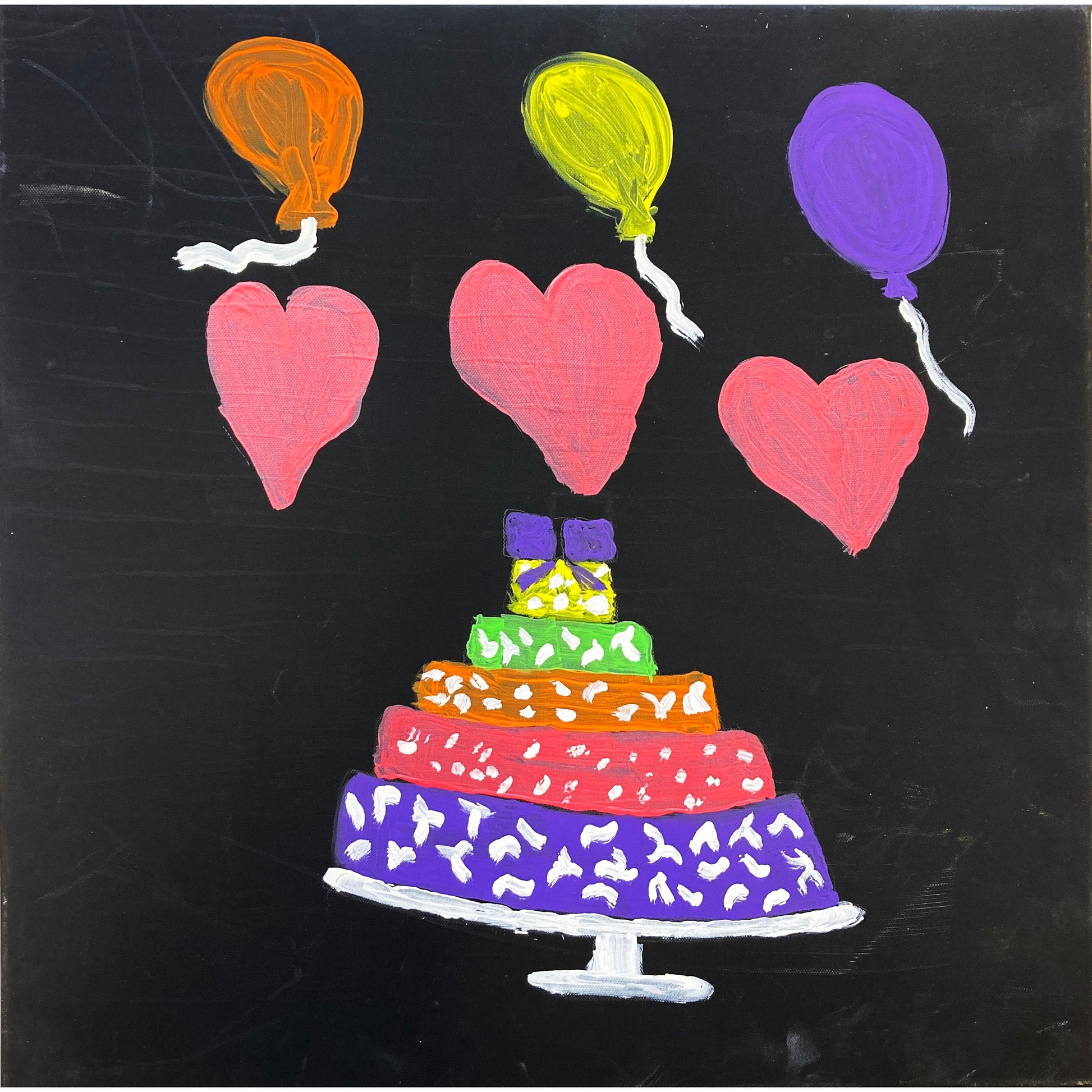 WATCH Resources Art Guild - Acrylic Paint on Stretched Canvas, 18 x 18 Original Fine Art, Birthday Cake Party made by Jim Wilbanks