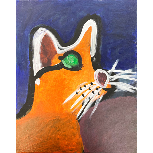 WATCH Resources Art Guild - Acrylic Paint on Stretched Canvas, 20 x 16 Original Fine Art, Abstract Cat made by Emily Knoles