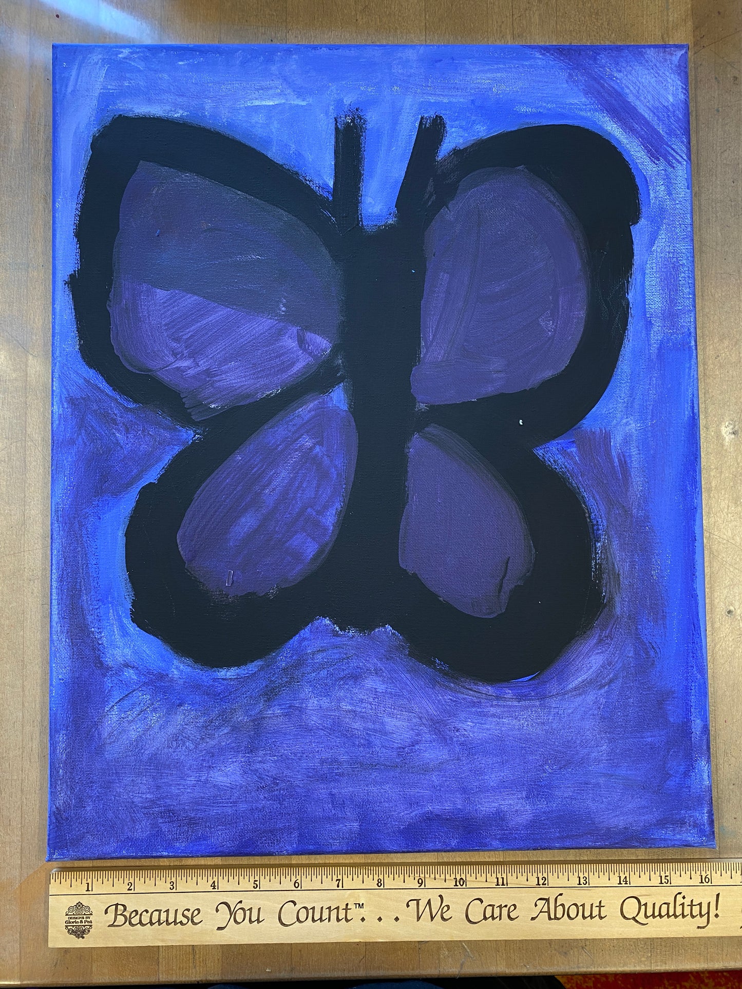 Acrylic Paint on Stretched Canvas, 20 x 16 Original Fine Art, Butterfly made by Emily Knoles