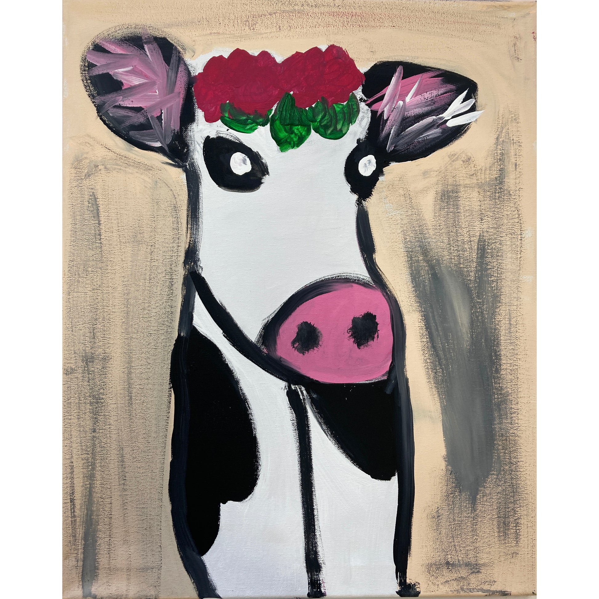 WATCH Resources Art Guild - Acrylic Paint on Stretched Canvas, 20 x 16 Original Fine Art, Cow made by Emily Knoles