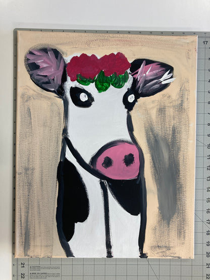 WATCH Resources Art Guild - Acrylic Paint on Stretched Canvas, 20 x 16 Original Fine Art, Cow made by Emily Knoles
