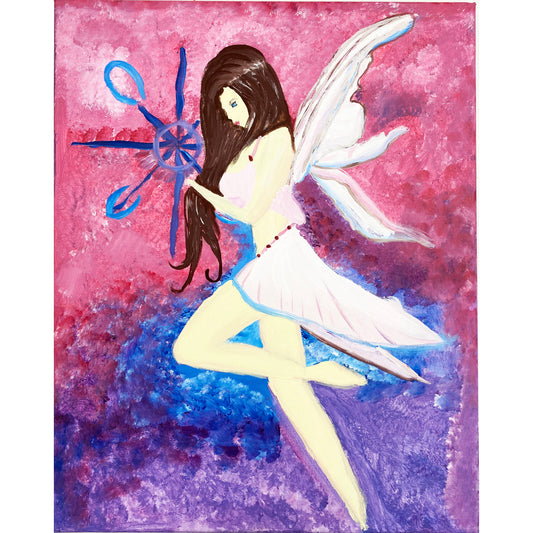 Acrylic Paint on Stretched Canvas, 20 x 16 Original Fine Art, Fairy made by Daniella Messamore