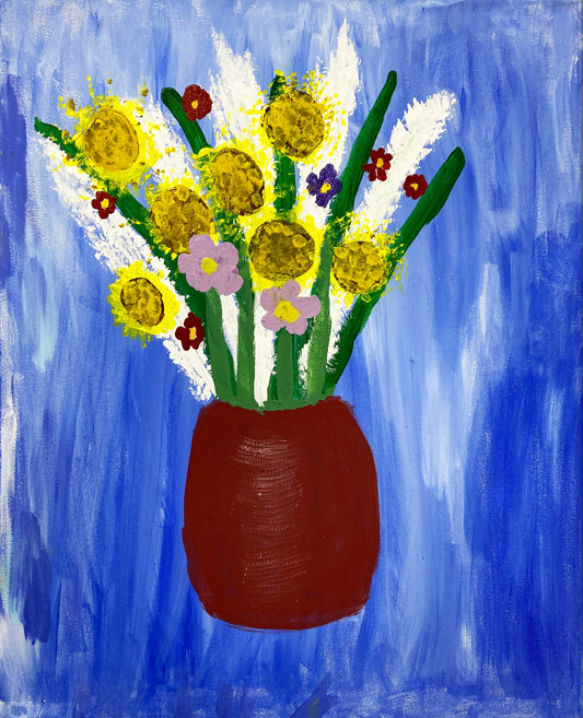 Acrylic Paint on Stretched Canvas, 20 x 16 Original Fine Art, Flowers in a Vase made by Zack Kipper