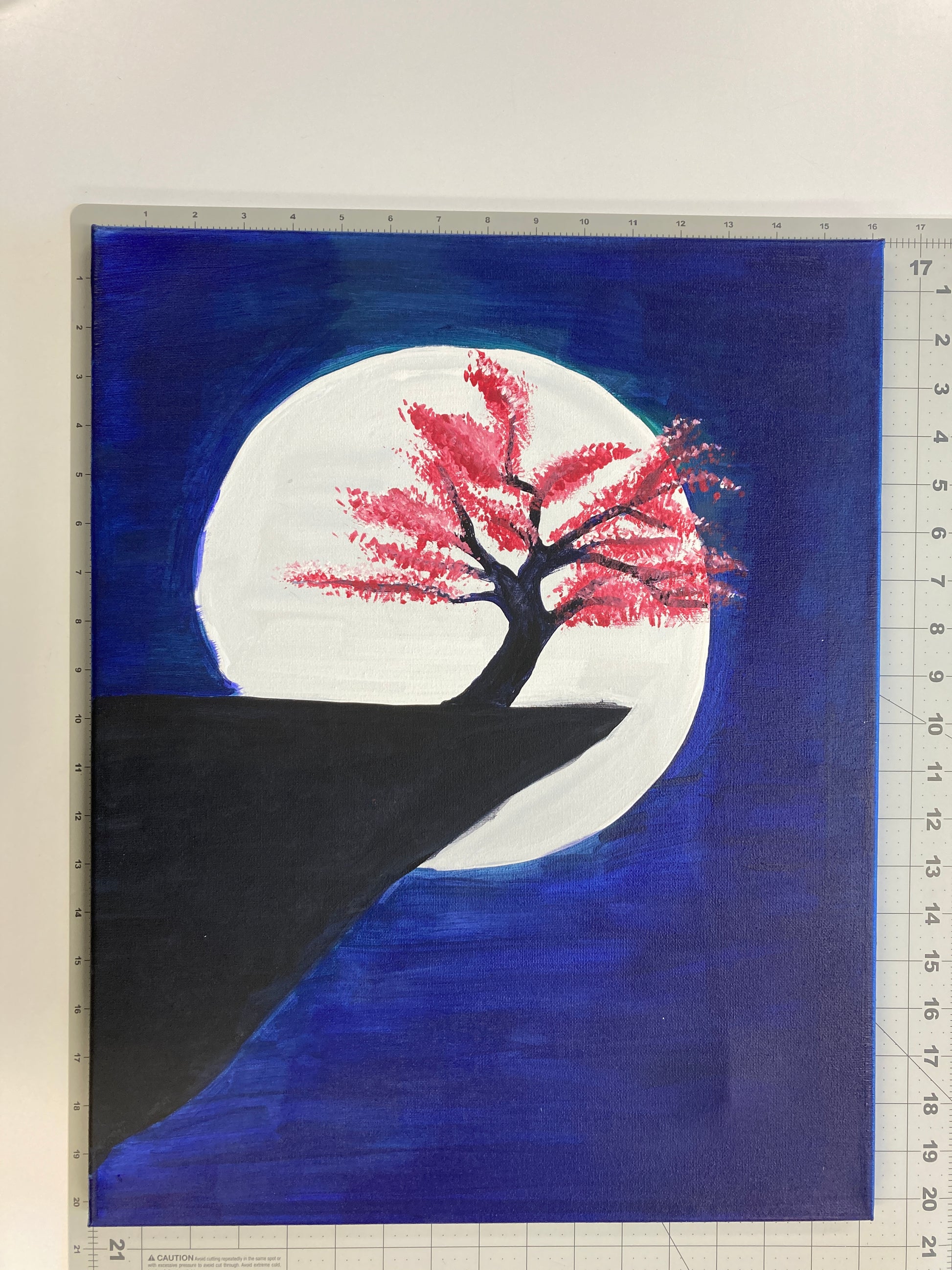WATCH Resources Art Guild - Acrylic Paint on Stretched Canvas, 20 x 16 Original Fine Art, Moonlight Cherry Blossom made by Alec Lopez