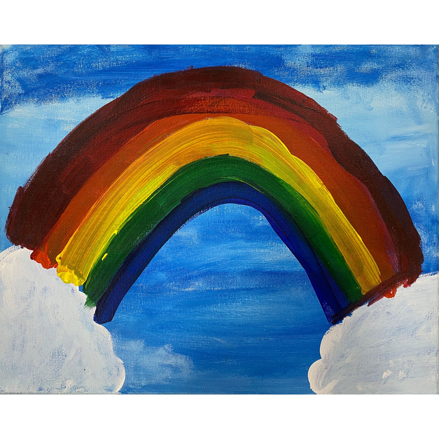 Acrylic Paint on Stretched Canvas, 20 x 16 Original Fine Art, Rainbow made by Emily Knoles