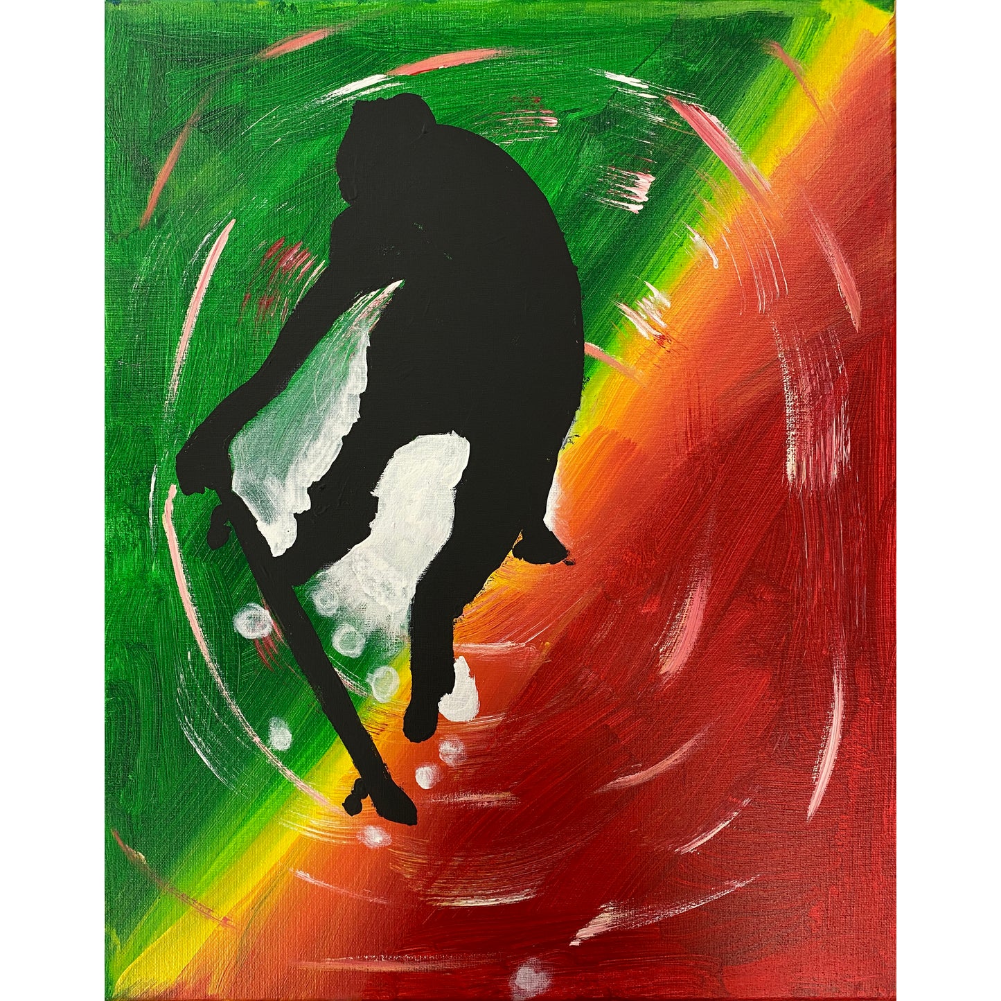 Acrylic Paint on Stretched Canvas, 20 x 16 Original Fine Art, Skater made by Annika Kohler-Crowe