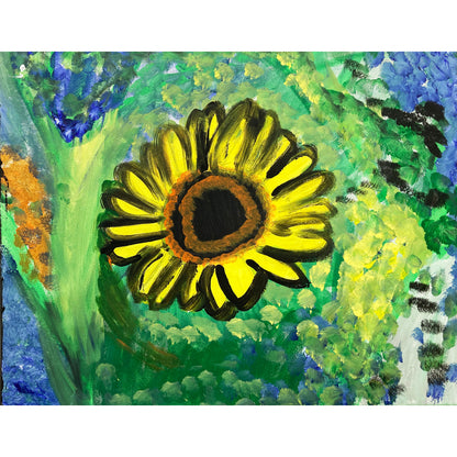 Acrylic Paint on Stretched Canvas, 20 x 16 Original Fine Art, Sunflower made by Emily Knoles