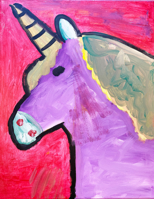 Acrylic Paint on Stretched Canvas, 20 x 16 Original Fine Art, Unicorn made by Emily Knoles