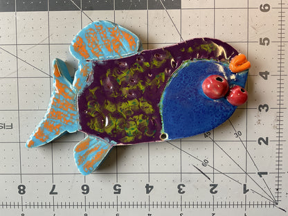 Ceramic Arts Handmade Clay Crafts Glazed Fish 4.5-inch by 7-inch made by Jonathan Decosta and Eric Stacy 4150