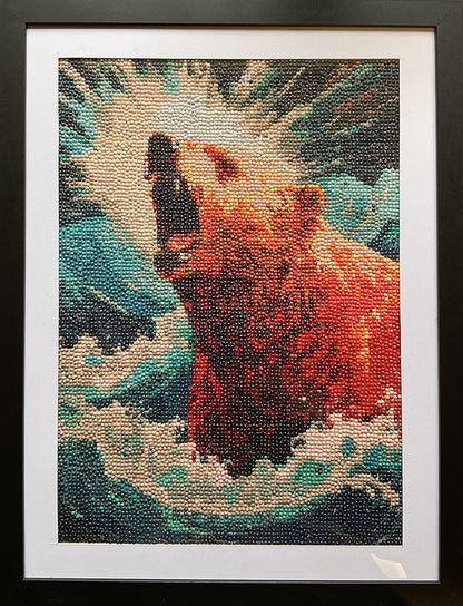 Diamond Dot Art - Framed Canvas - Handmade Crafts - 13 x 17 Bear by Jennifer Evje