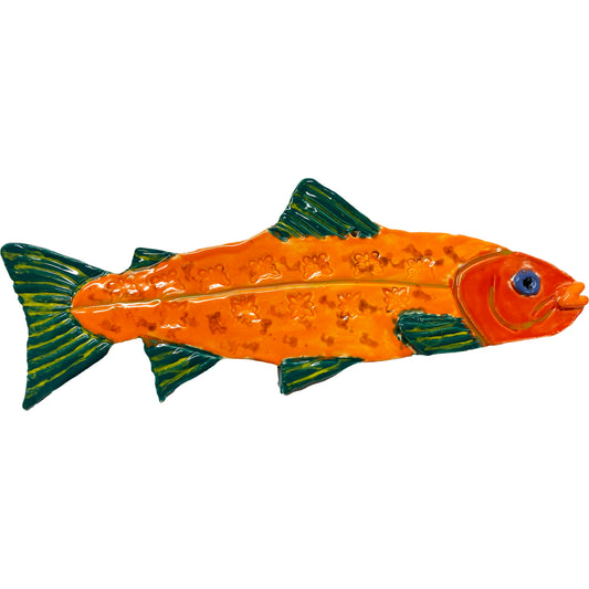 Ceramic Arts Handmade Clay Crafts 11-inch x 3-inch Glazed Fish by Perry Miller