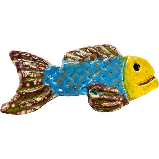 Ceramic Arts Handmade Clay Crafts 4-inch x 2-inch Glazed Fish by Lisa Uptain