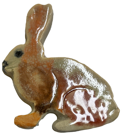 Ceramic Arts Handmade Clay Crafts 4-inch x 3.5-inch Glazed Rabbit by Alec Lopez and Lisa Uptain