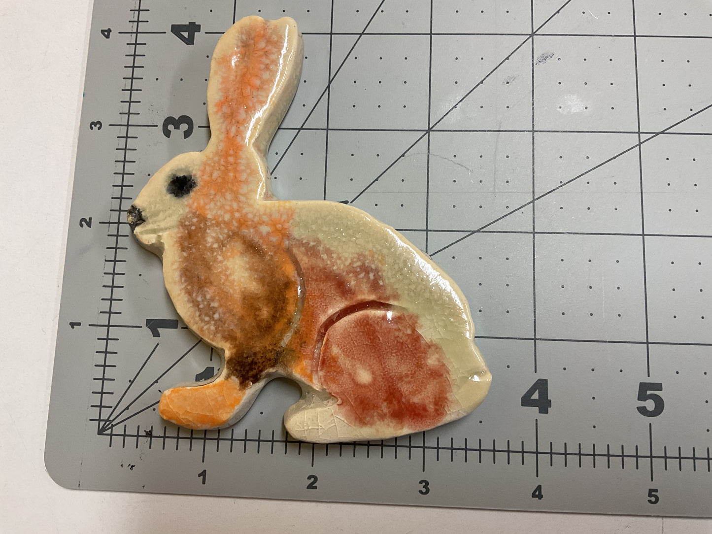 Ceramic Arts Handmade Clay Crafts 4-inch x 3.5-inch Glazed Rabbit by Alec Lopez and Lisa Uptain
