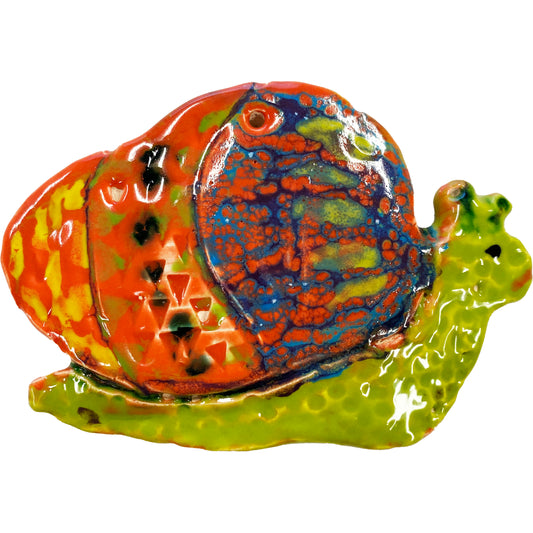 Ceramic Arts Handmade Clay Crafts 4.5-inch x 3-inch Fresh Fish Glazed Snail by Tami Mills and Audrey Love