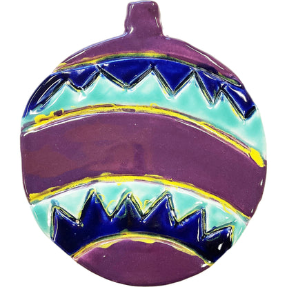 Ceramic Arts Handmade Clay Crafts 4.5-inch x 4-inch Glazed Christmas Ball Ornament by Anonymous