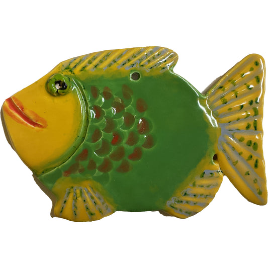 Ceramic Arts Handmade Clay Crafts 5-inch x 4-inch Glazed Fish by Lisa Uptain