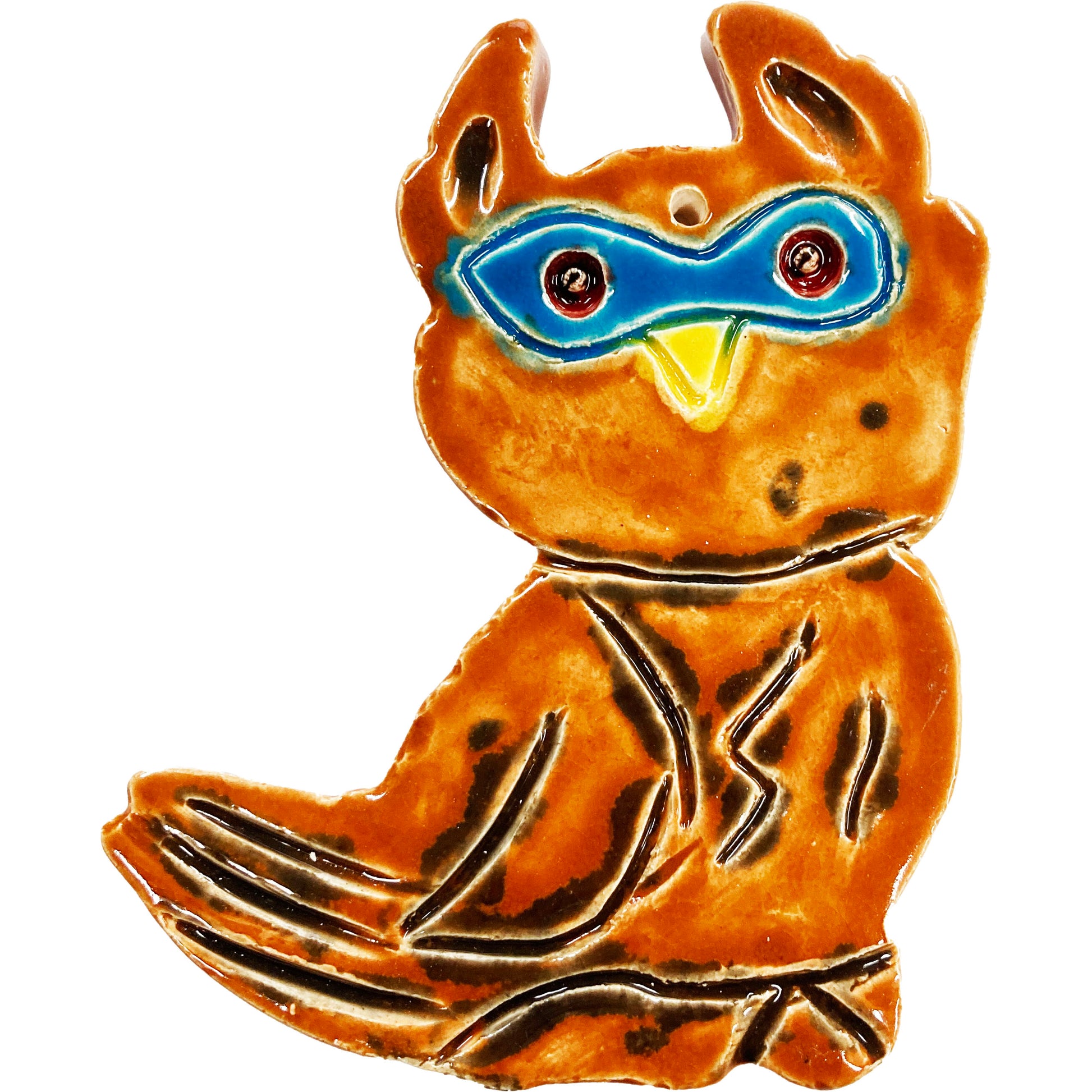 WATCH Resources Art Guild - Ceramic Arts Handmade Clay Crafts 5-inch x 4-inch Glazed Owl made by Jim Wilbanks