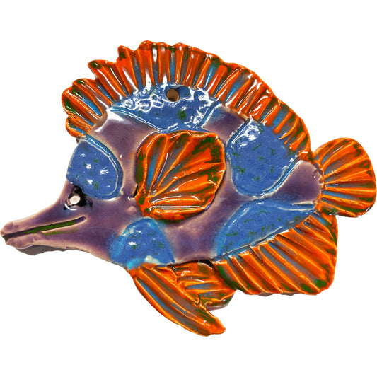 Ceramic Arts Handmade Clay Crafts 5.5-inch x 4-inch Glazed Fish by Griffin Webb