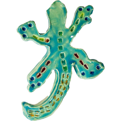 Ceramic Arts Handmade Clay Crafts 5.5-inch x 4-inch Glazed Lizard made by Tami Mills