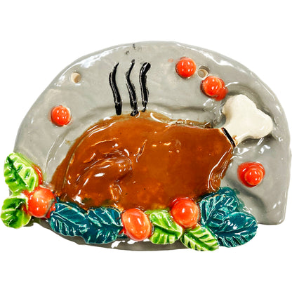 Ceramic Arts Handmade Clay Crafts 5.5-inch x 4-inch Glazed Thanksgiving Turkey made by Lisa Uptain