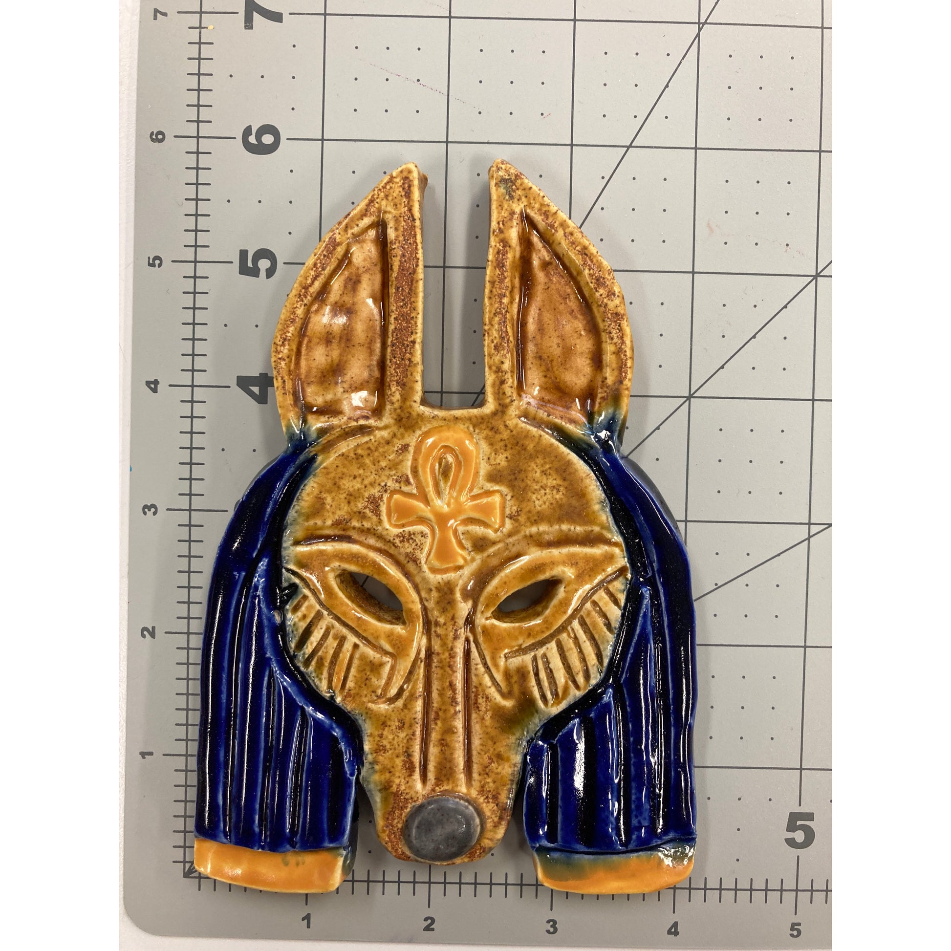 WATCH Resources Art Guild - Ceramic Arts Handmade Clay Crafts 6-inch x 4-inch Glazed Anubis made by Lisa Uptain