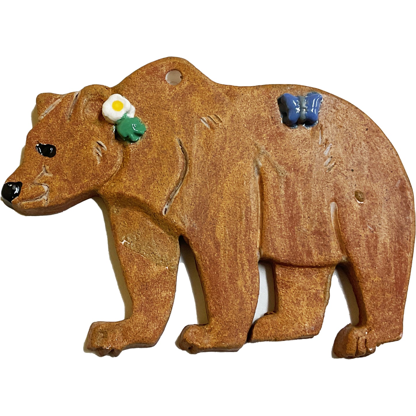 Ceramic Arts Handmade Clay Crafts 6-inch x 5-inch Glazed Bear by Lisa Uptain