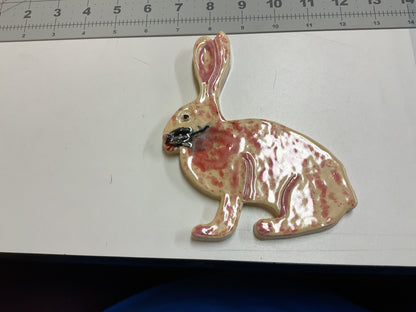 Ceramic Arts Handmade Clay Crafts 6-inch x 5-inch Glazed Rabbit by Lisa Uptain and Morgan Fox