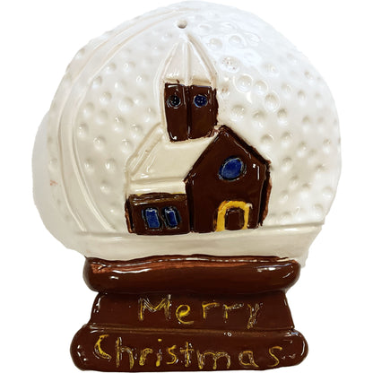 Ceramic Arts Handmade Clay Crafts 6-inch x 5-inch x 2-inch Glazed Christmas Snow Globe made by Lisa Uptain