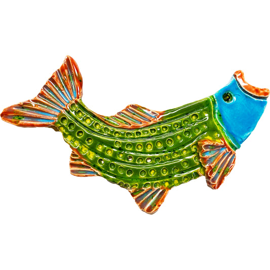 Ceramic Arts Handmade Clay Crafts 6-inch x 6-inch Glazed Fish by Ryan Pinder