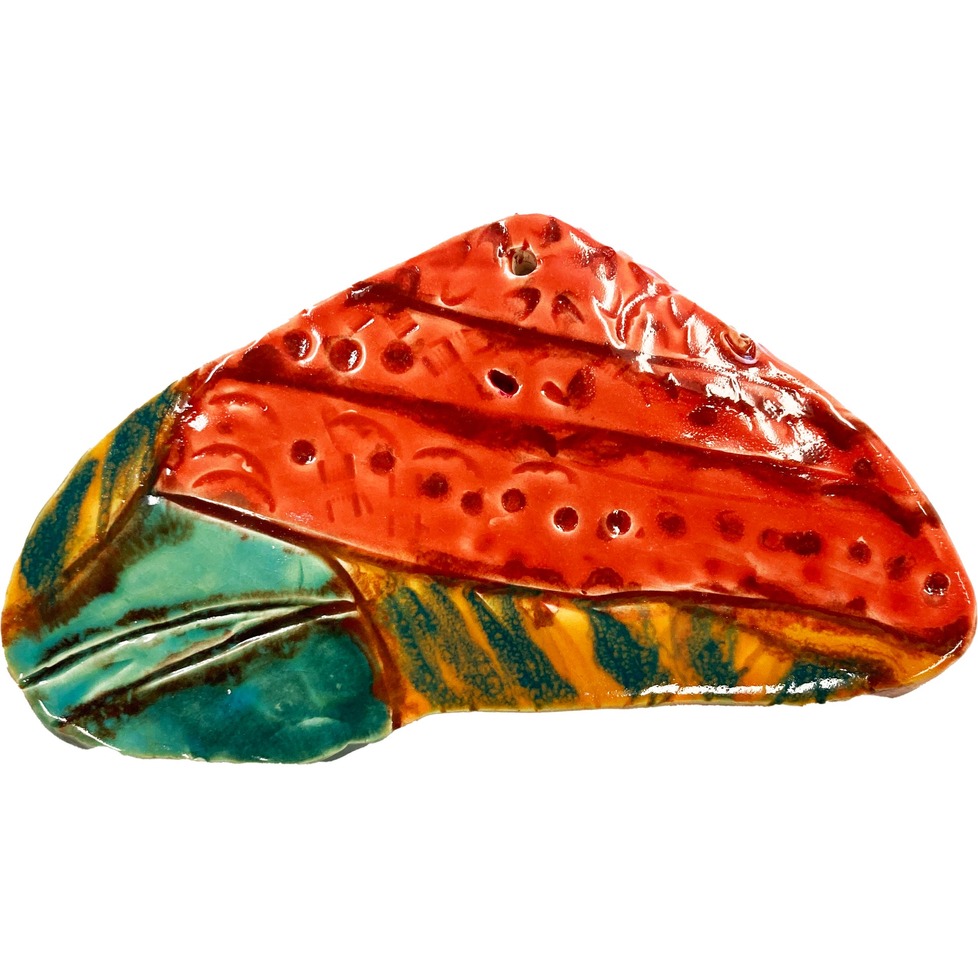 WATCH Resources Art Guild - Ceramic Arts Handmade Clay Crafts 6.5-inch x 3.5-inch Glazed Shell by Terri Smith