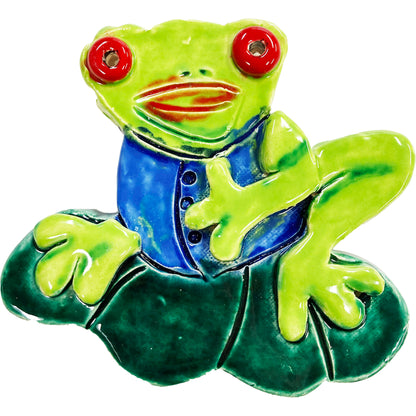 Ceramic Arts Handmade Clay Crafts 6.5-inch x 5.5-inch Glazed Frog made by Lisa Uptain and Jennifer Horne