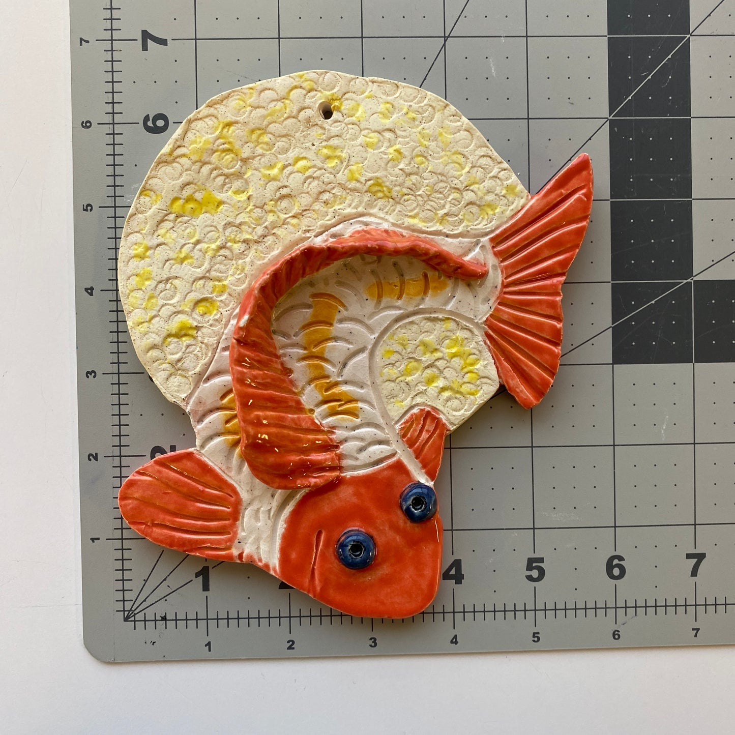 Ceramic Arts Handmade Clay Crafts 6.5-inch x 6-inch Fresh Fish Glazed by Annika Kohler-Crowe