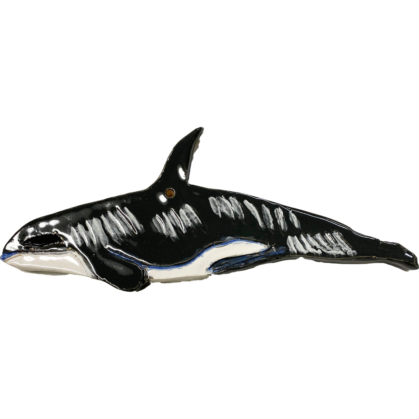 Ceramic Arts Handmade Clay Crafts 7-inch x 3-inch Fresh Fish Glazed Whale by Eric Stacy